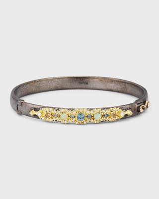 Classic Opal, Spinel and Morganite Hinged Bangle