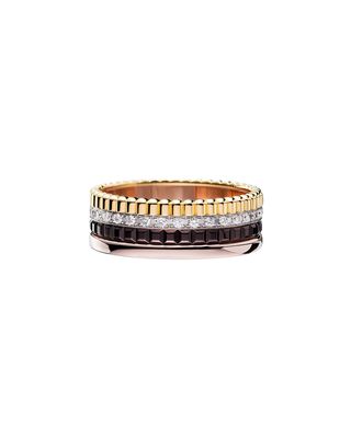 Classic Quatre 18k Four-Color Gold Small Diamond Band Ring, Size 53