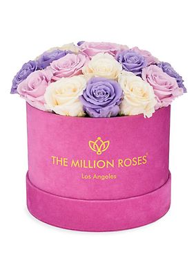 Classic Roses In Hot Pink Suede Dome Box