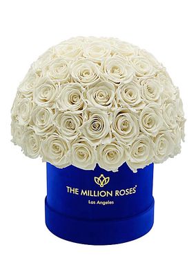 Classic Roses In Royal Blue Suede Superdome Box