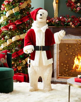 Classic Santa Polar Bear Christmas Decoration