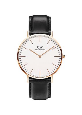 Classic Sheffield Rose Gold & Leather Strap Watch/40MM