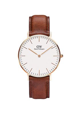Classic St. Mawes Leather Strap Watch/36MM
