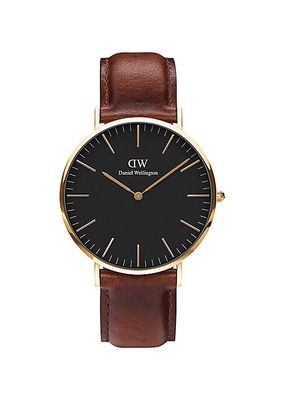 Classic St. Mawes Leather Strap Watch/40MM