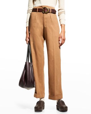 Classic Tailored Straight-Leg Ankle Trousers