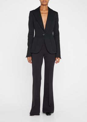 Classic Tailored Waistline Jacket with Origami Elbow