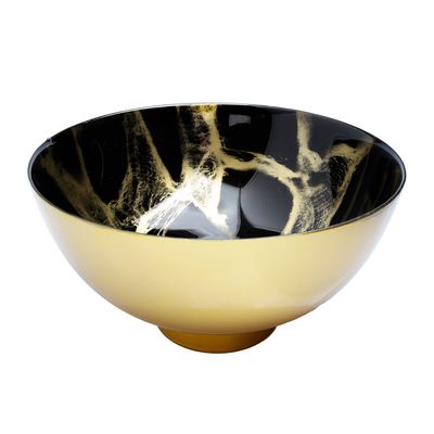 Classic Touch Black and Gold Marbleized Footed Bowl in Black/Gold