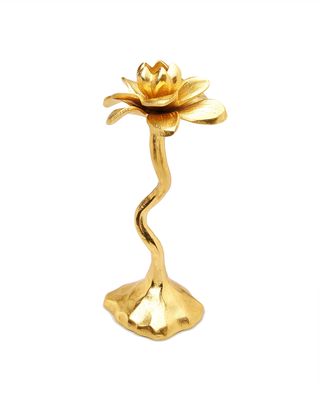 Classic Touch Flower Shaped Candle Holder in Gold
