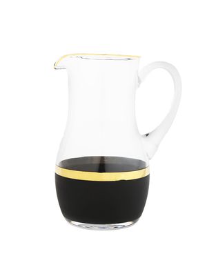 Classic Touch Glass Pitcher with Black and Gold Design in Black/Gold