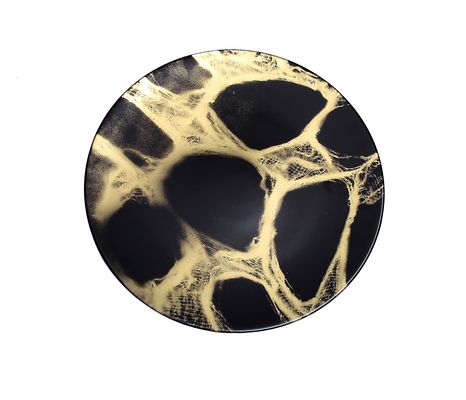 Classic Touch Set of 4 Black and Gold Marbleized Chargers in