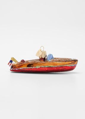 Classic Wooden Boat Christmas Ornament