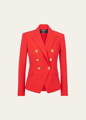 Classic Wool Blazer with Button Detail