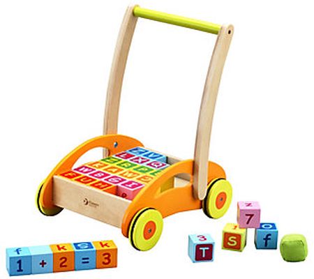 Classic World Toys Wood Baby Walker with Blocks