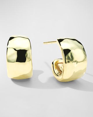 Classico Huggie Hammered Hoop Earrings in 18K Gold