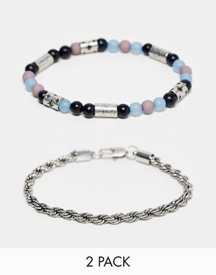 Classics 77 constellation double bead bracelet in silver and blue