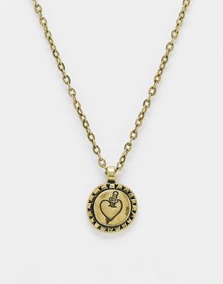 Classics 77 love heart disc necklace-Gold