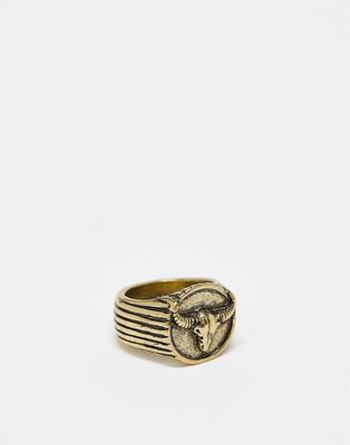Classics 77 rams skull signet ring in gold