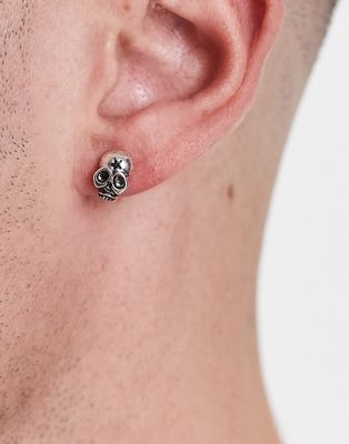 Classics 77 skull stud earrings in silver