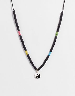 Classics77 til sunrise yin yang beaded necklace in black