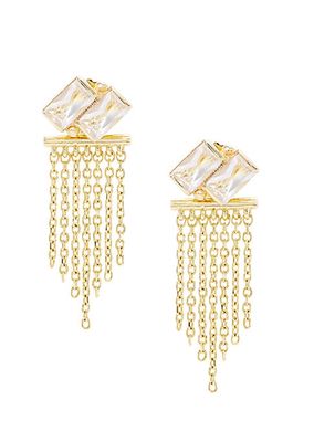 Classique 14K Yellow Gold & White Topaz Fringe Earrings