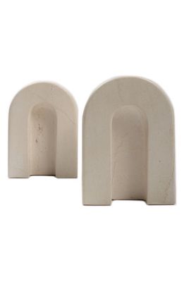 CLAUDE Crescent Crema Marble Bookends