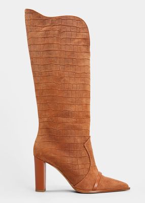 Claude Croco Suede Tall Boots
