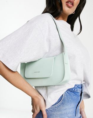 Claudia Canova baguette shoulder bag with flap top detail in mint-Green