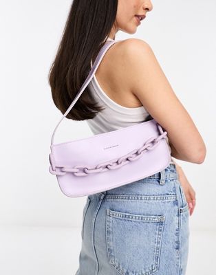 Claudia Canova baguette shoulder bag with tonal chain detail in lilac-Purple