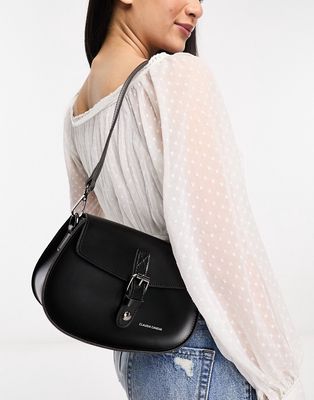 Claudia Canova buckle detail shoulder bag in black
