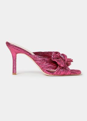 Claudia Pleated Bow Mule Sandals