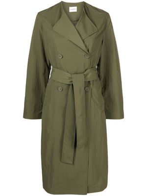 Claudie Pierlot belted crinkled trenchcoat - Green