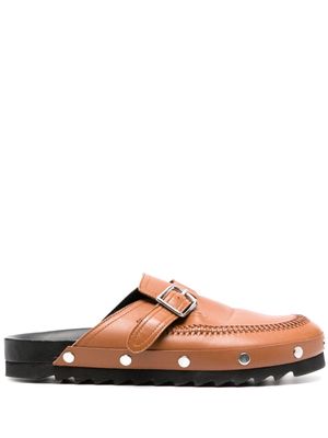 Claudie Pierlot braided leather loafer clogs - Brown
