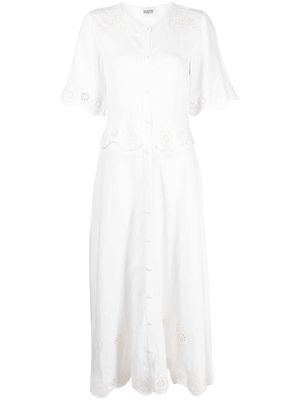 Claudie Pierlot broderie anglaise flared midi dress - White
