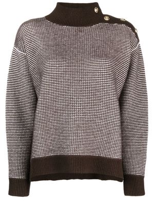 Claudie Pierlot button-shoulder roll-neck jumper - Brown