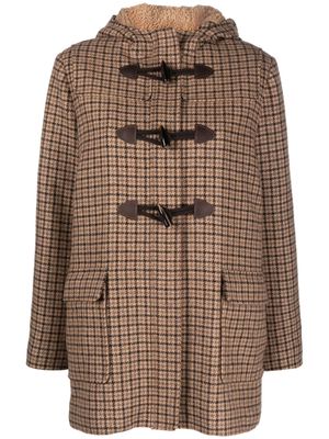 Claudie Pierlot check-pattern hooded parka - Brown