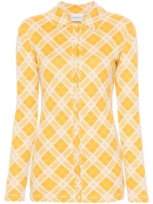 Claudie Pierlot checked-intarsia buttoned cardigan - Yellow