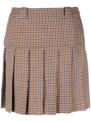 Claudie Pierlot checked pleated minidress - Brown