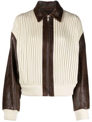 Claudie Pierlot chunky-ribbed bomber jacket - Neutrals