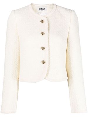 Claudie Pierlot collarless cropped tweed jacket - Neutrals