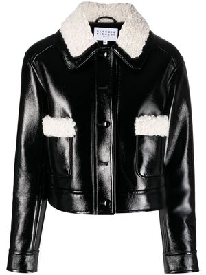 Claudie Pierlot faux-shearling trim faux-leather jacket - Black