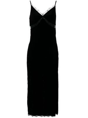 Claudie Pierlot floral-lace velvet slip dress - Black