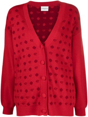 Claudie Pierlot intarsia-logo V-neck cardigan - Red