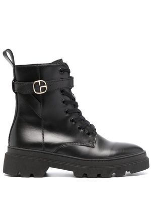 Claudie Pierlot logo-buckle leather boots - Black