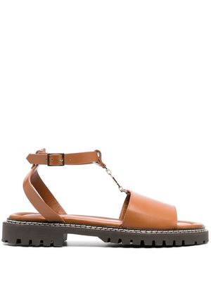 Claudie Pierlot logo-charm leather sandals - Brown