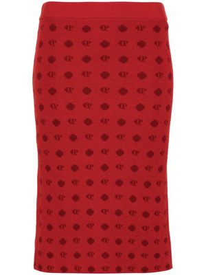 Claudie Pierlot logo-jacquard midi skirt - Red