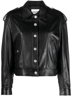 Claudie Pierlot long-sleeve leather jacket - Black