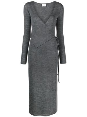 Claudie Pierlot mélange-effect wool wrap dress - Grey