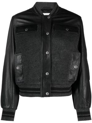 Claudie Pierlot panelled-design knitted leather jacket - Black