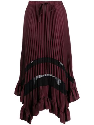 Claudie Pierlot pleated drawstring-waist midi skirt - Red