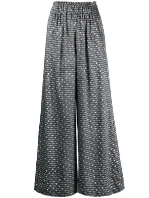 Claudie Pierlot printed high-waisted palazzo trousers - Blue